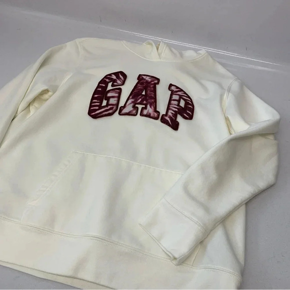 Gap Sweatshirt Womans Large Off White Spell Out Hood Long Sleeve - Picture 5 of 8